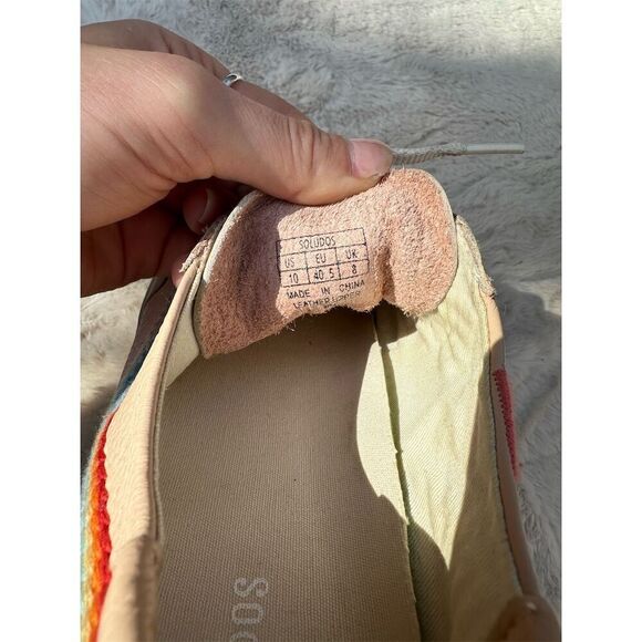 Soludos Women's Pink Rainbow Wave Sneakers Size 10 Embroidered Lace-Up - Picture 8 of 11